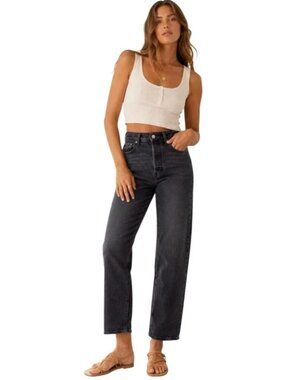 Levi’s Women's Black Button Fly Ribcage Straight Ankle Jeans Size 26